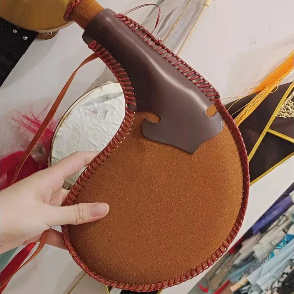 GOALONE Portable Retro Leather Hip Flask Handmade Boat Wine Bag Traditional Crafts Water Whisky Alcohol Bottle Outdoor Drinkware | Дом и сад