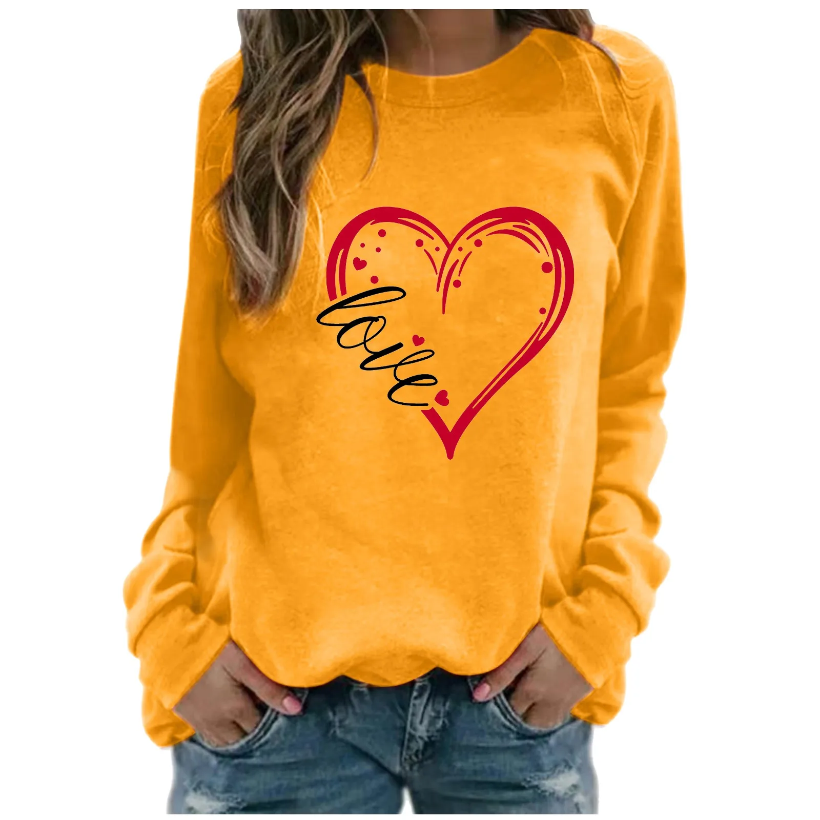 Women Sweetshirts Casual Hoodie Pullover Women's Print Sweatshirt Long Sleeve Sweat Love Print Clothes Sudaderas Para Mujer