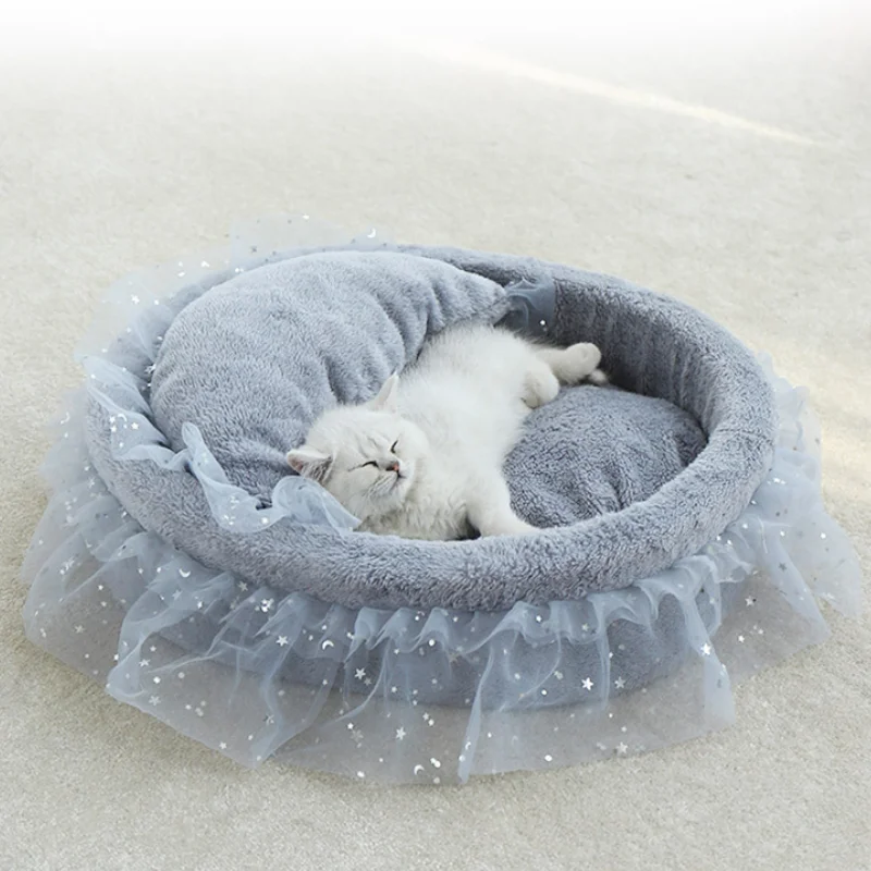 Круглые Солнцезащитные очки Кровать Дом с мягким кружевом коврик принцесса