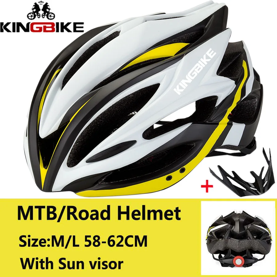 J-691-Yellow KINGBIKE MTB шлем, велосипедные шлемы, шлем для шоссейного велосипеда, велосипедный шлем для мужчин, дышащий, для езды на открытом воздухе, в форме, с козырьком - Цвет: J-691-Yellow