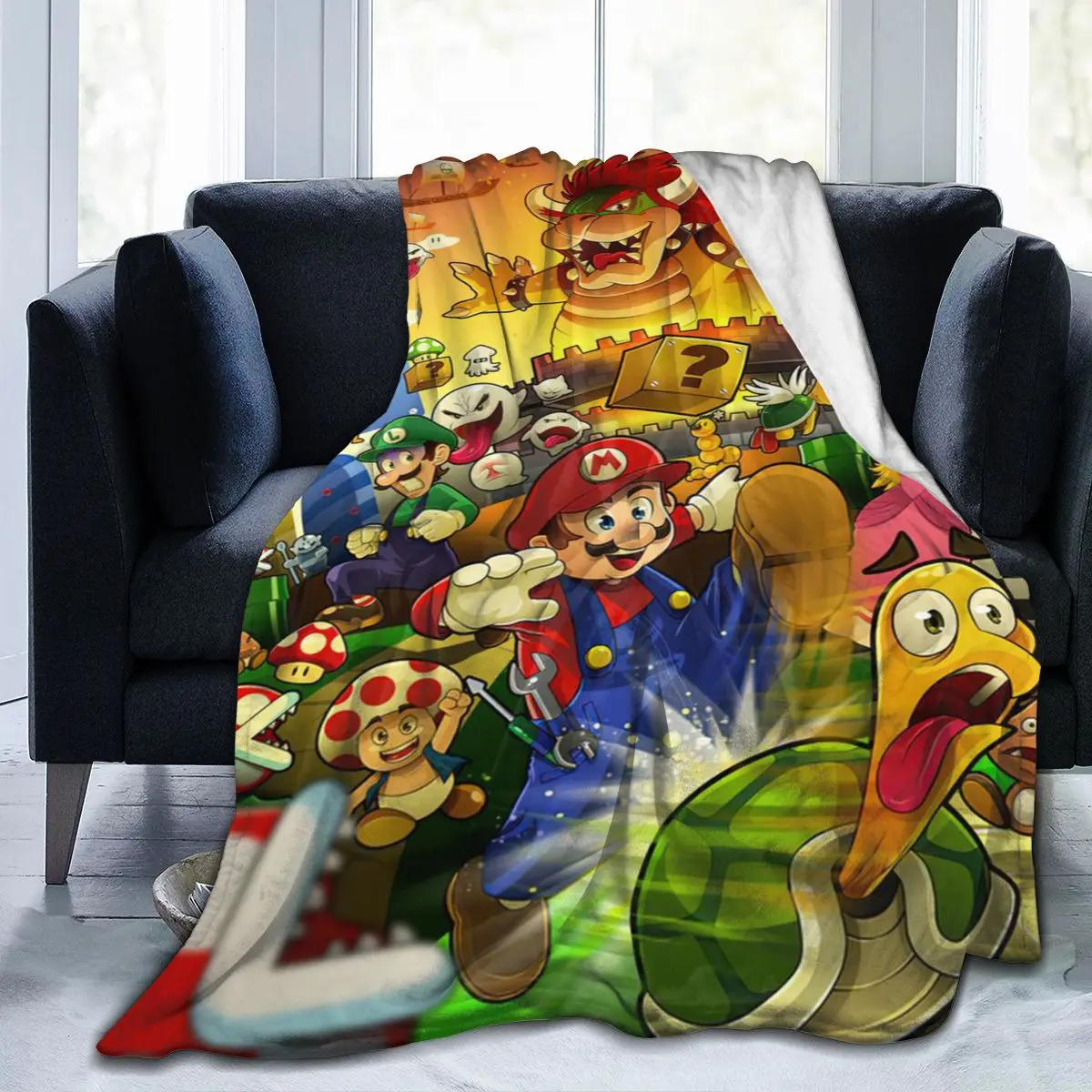 Плюшевое одеяло в стиле Марио очень мягкое Фланелевое покрывало для сна офисе