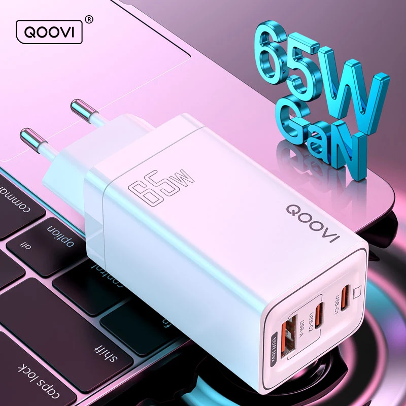 QOOVI 65W GaN Charger USB Type C Quick Charge 4.0 3.0 QC PD USB Charger Fast Charging For iPhone 12 11 Pro Xiaomi Laptop Macbook