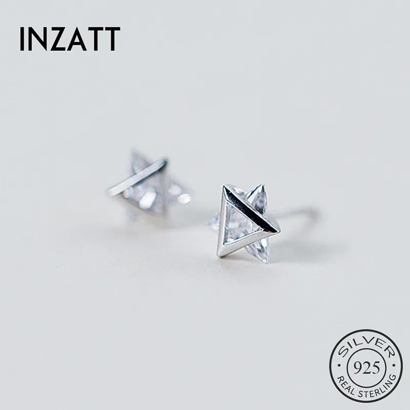 

INZATT, Настоящее серебро 925 пробы, циркониевые серьги-гвоздики в виде снежинки, модные женские минималистичные ювелирные украшения, популярны...