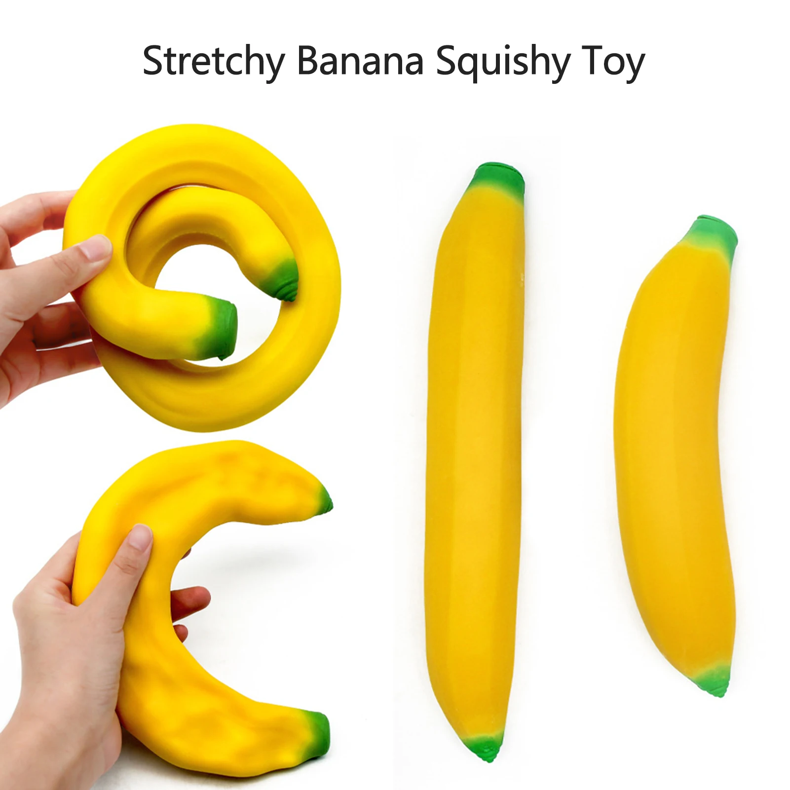 Enlarge TR Stretchy Banana Sensory Toy Squish Stress Relief Toys Fidget Toys for Kids and Adults Straps Pendant Squeeze Stress Fidget