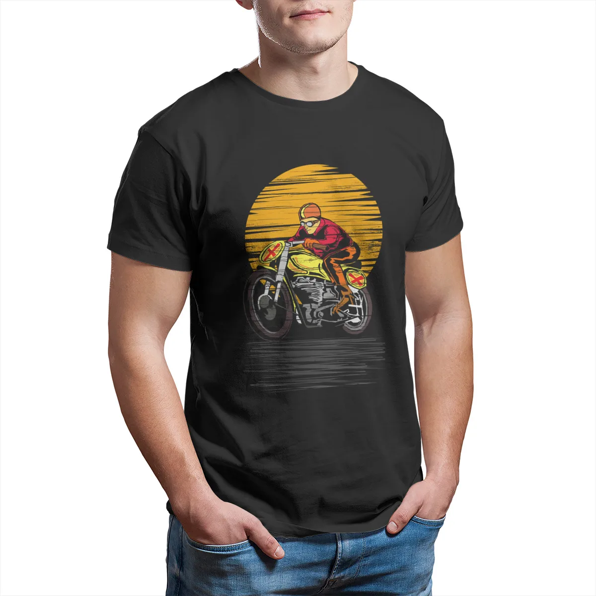 

cafe racer Men's T-shirt Custom Funny Graphic Plus Size Clothing O-Neck Tees MEN