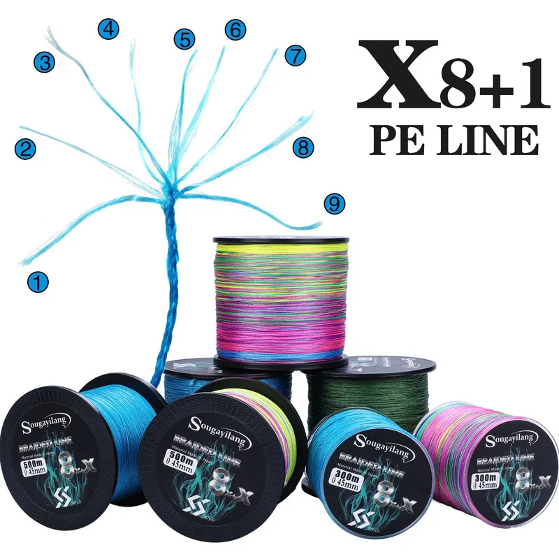 

9 Strands Strong PE Fishing Line 300M 500M 1000M Abrasion Resistance Multifilament Durable Carp Fishing Line