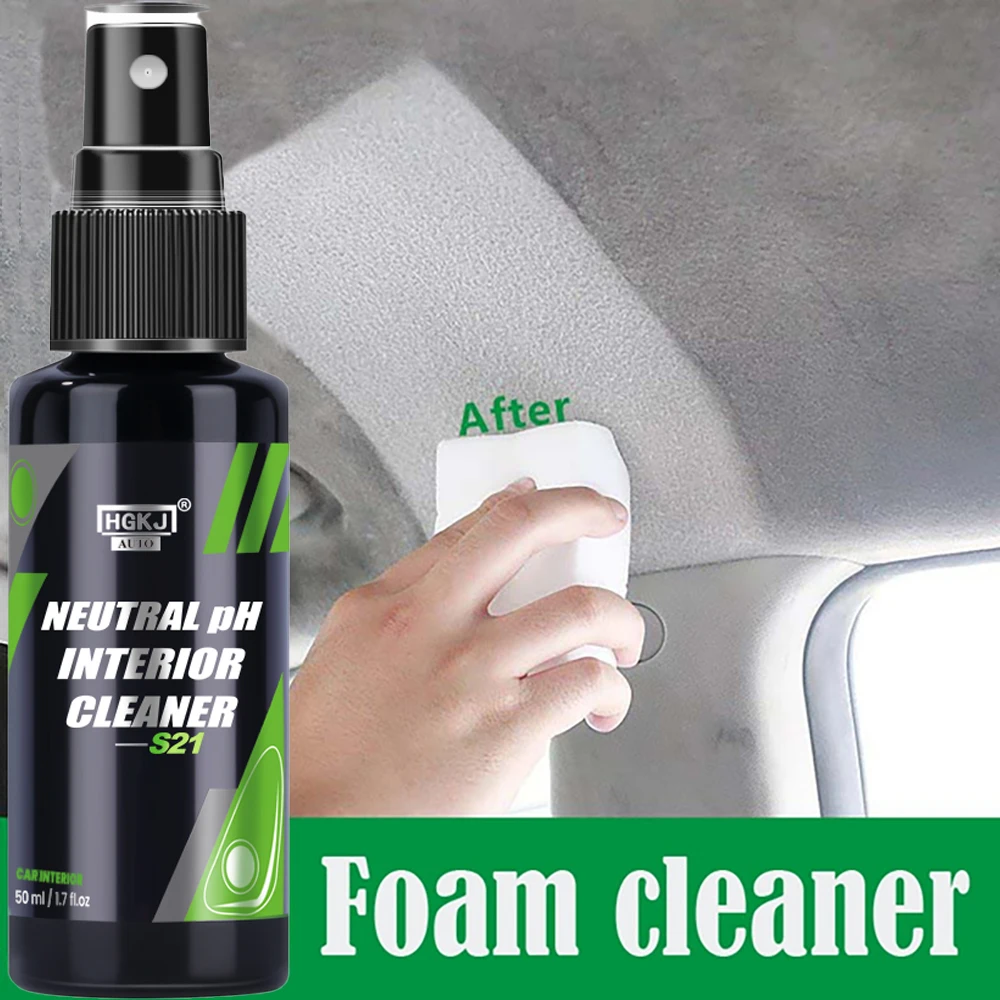 

HGKJ S21 50ml Neutral pH Car Cleaning Interior Parts Plastic Refreshing Liquid Leather Repair Dry Foam Clean Spray Foaming Agent