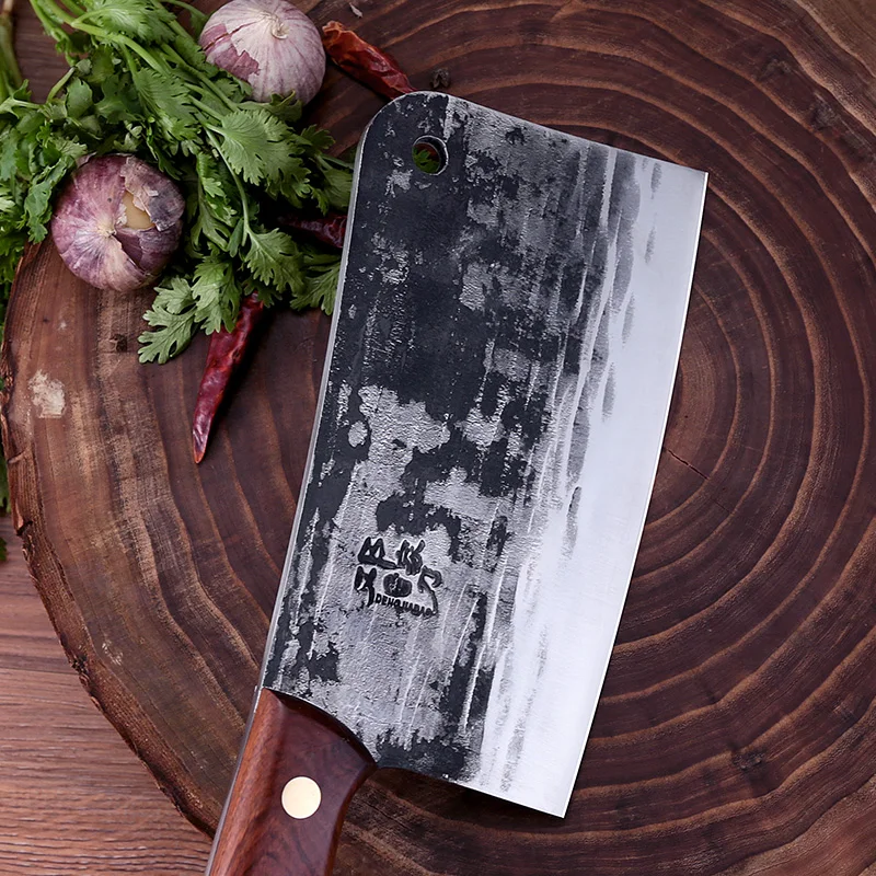 DENGJIA-cuchillo de carnicero de estilo de acero al carbono, forjado, hecho a mano, picadora de cocina, para el hogar, pescado, hueso, carne, cuchilla para pollo-4