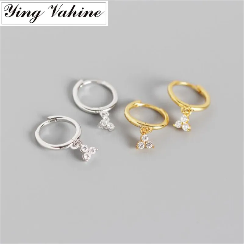 Женские серьги гвоздики из серебра 100% пробы с тремя мелкими