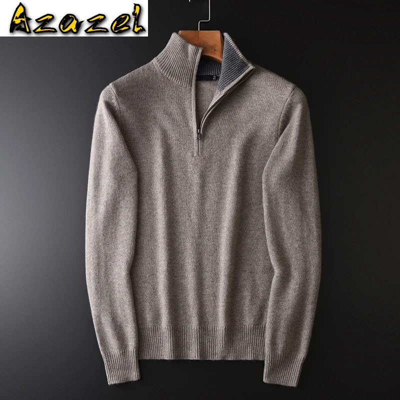 

Azazel Cashmere Sweater Male Luxury Half Zipper Collar Solid Color Mens Sweaters Plus Size 4xl Slim Fit Winter Sweaters Man
