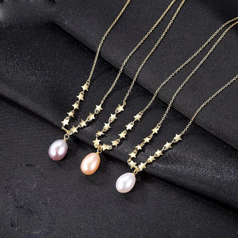 Цепочка женская из серебра 925 пробы с настоящим пресноводным жемчугом | Украшения