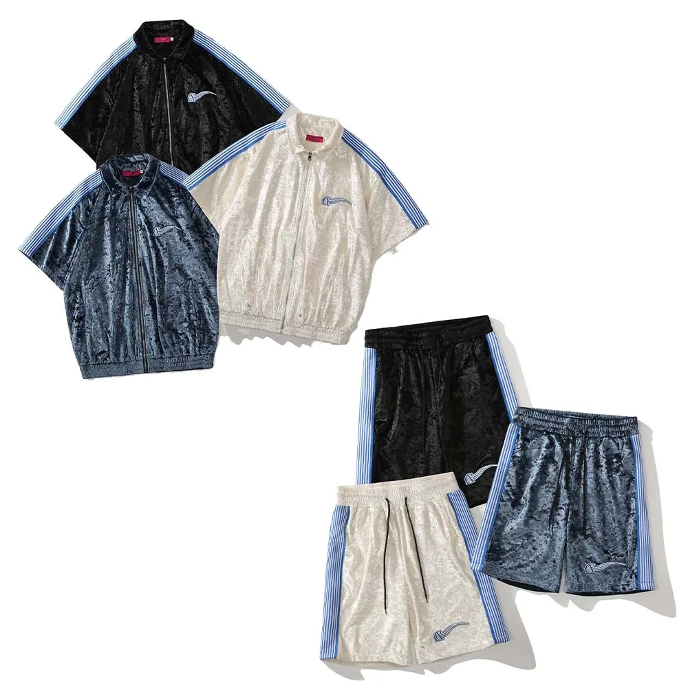 

UNCLEDONJM 2 piece set street wear mens joggers set mens tracksuits 2020 men outfit set jacket and sweat shorts AWT10