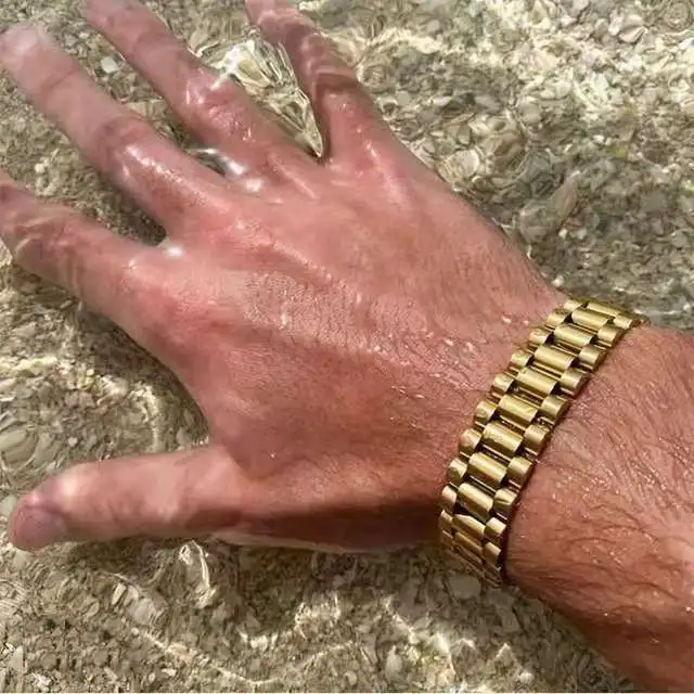 

15MM Watch Strap Chain Bracelets Jewelry Hiphop Gold Silver Color Stainless Steel Watchband Style Bike Bracelets For Men Women