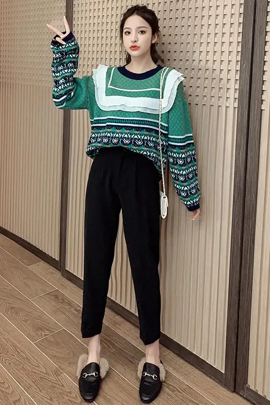 

COIGARSAM Vintage Knitting blouse women New Loose blusas womens tops and blouses 3518