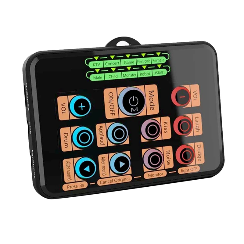 

Voice Changer, Compact Sound Card for PS4/PC//Phone, Sound Effects Machine Mixer Board Karaoke Gaming Recording Live