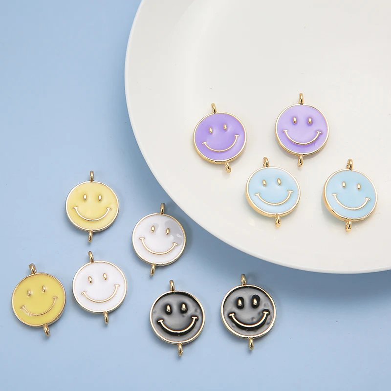 10 шт./упак. красочная эмаль милая улыбка лицо соединитель из сплава для женщин