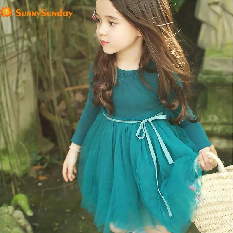 2020 Top Fashion Full Casual Ball Gown Regular Voile New Dress Baby Girls Lace Belt Princess Kids Dresses For Party And Wedding | Детская