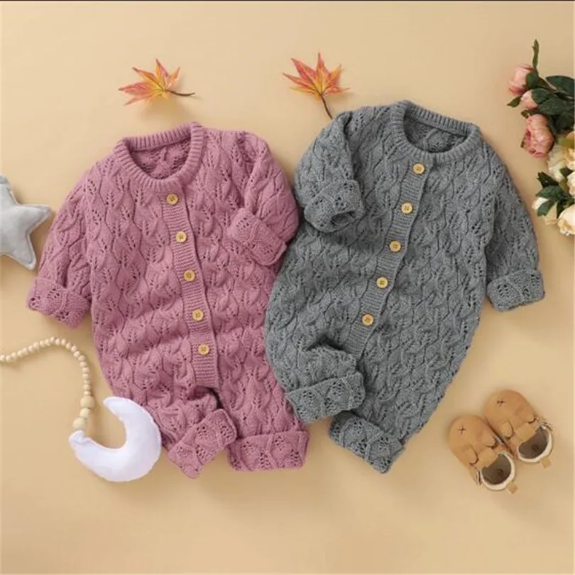 Knitted Baby Romper Autumn Newborn Girl Jumpsuit Boy Knit Clothes Toddler Jumpsuits | Мать и ребенок