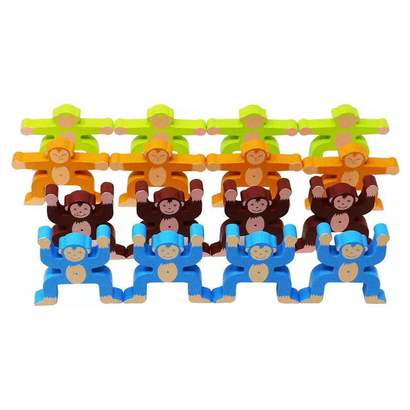 

Wooden Monkeys Interlock Toys Balance Stacking High Building Blocks Games Toddler Educational 3D Puzzle Toys 16 Pieces