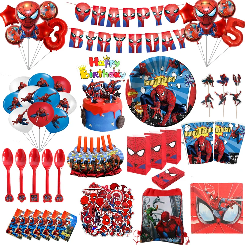 Набор принадлежностей для вечерние Человек-паук салфетки тарелки скатерть чашки