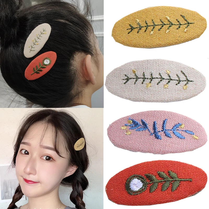 Женская заколка для волос M MISM безопасная с цветочной вышивкой BB аксессуары