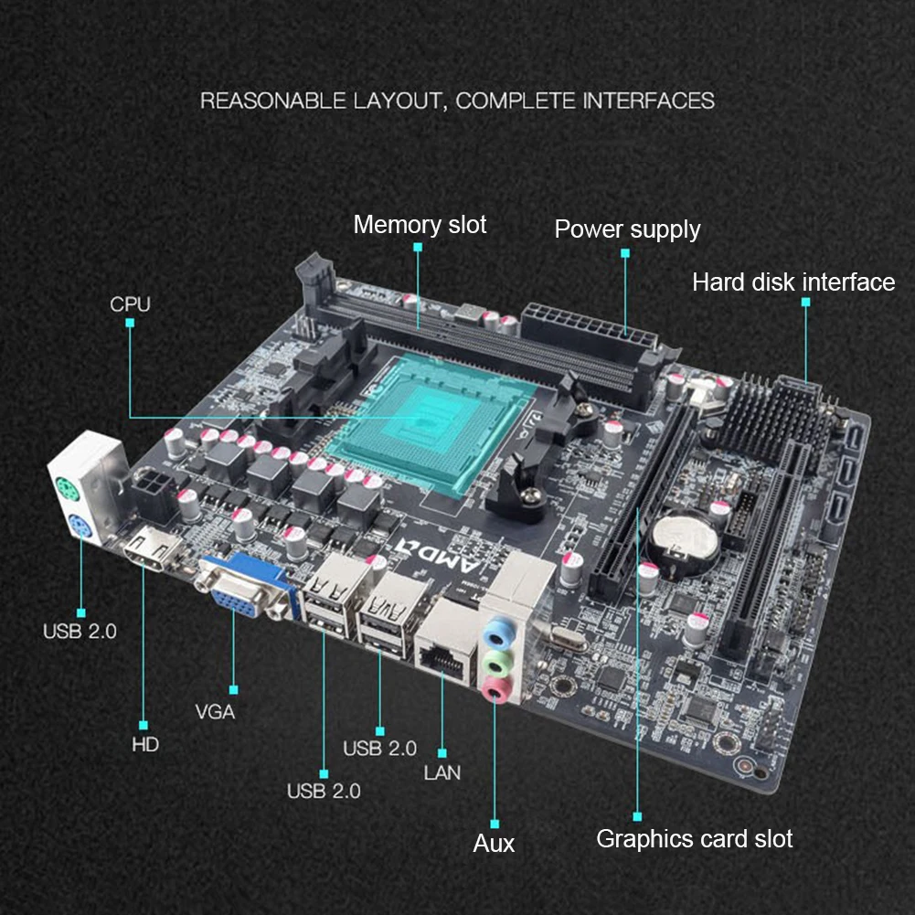 Материнская плата для OBEYA A68 AMD Socket FM2 + CPU DDR3 ПАМЯТЬ SATA настольных ПК Компьютерные