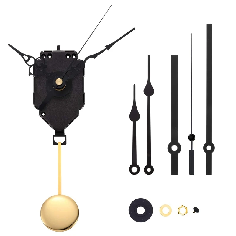 DIY Pendulum Clock Movement Mechanism with 3 Pairs Different Hands Quartz Repair Shaft Wall Clock Kit Parts Replacement
