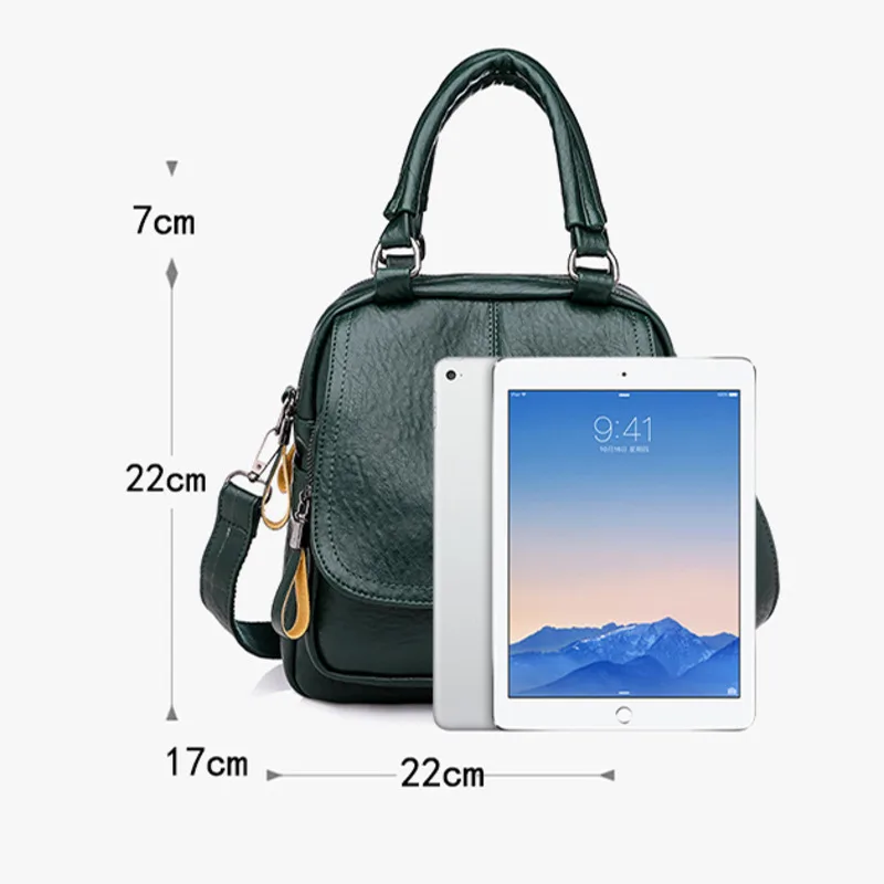 Volasss зеленый женский маленький рюкзак с защитой от кражи из искусственной кожи