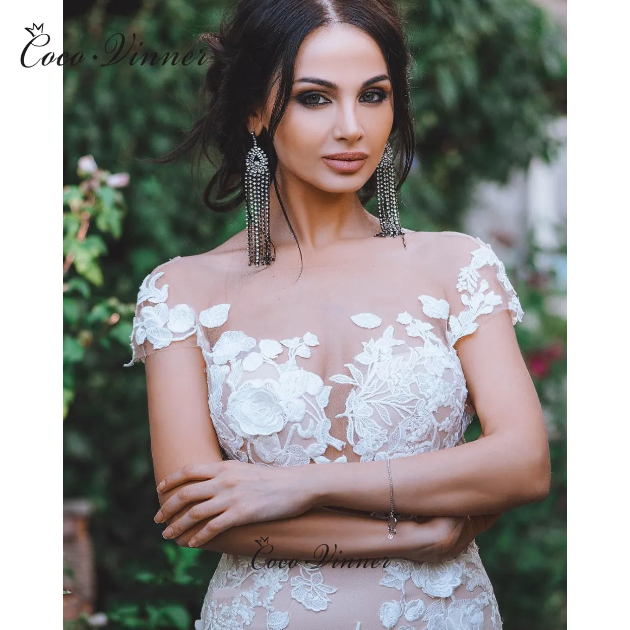 Cap Sleeves Embroidery Europe Mermaid Wedding Dresses 2021 Champagne Sexy Backless Bridal Gown Court Train Dress W0519 | Свадьбы и