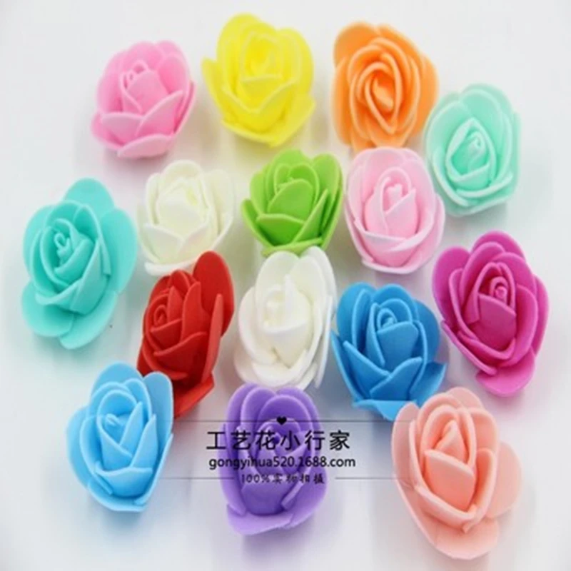 

500pcs 3.5cm Artificial Foam PE Rose Flower Heads For DIY Wreath Fake Flower Home Wedding Bear Accessories Valentine's Day Gift
