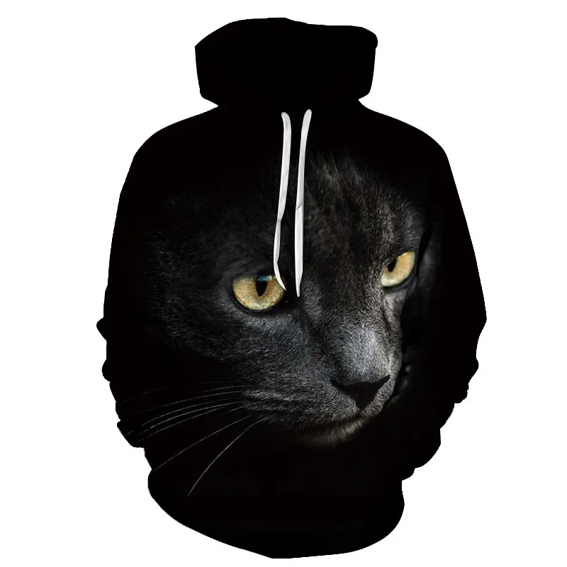 

Autumn and winter new cute animal cat 3D printed couples casual long-sleeved loose hoodie blouse
