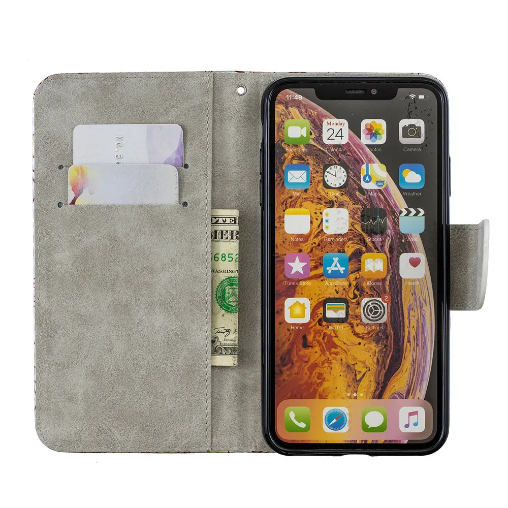 Роскошный блестящий чехол-книжка для iPhone 11 Pro X XS MAX XR 6 6S 7 8 Plus, кожаный флип-чехол с лазерным рисунком и ремешком