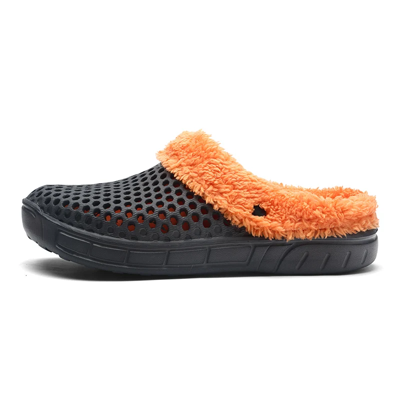 161-8-orange Обувь; мужские хлопковые тапочки; домашние плюшевые теплые тапочки на зиму; Сабо; женские тапочки с отверстиями; обувь для спальни - Цвет: 161-8-orange