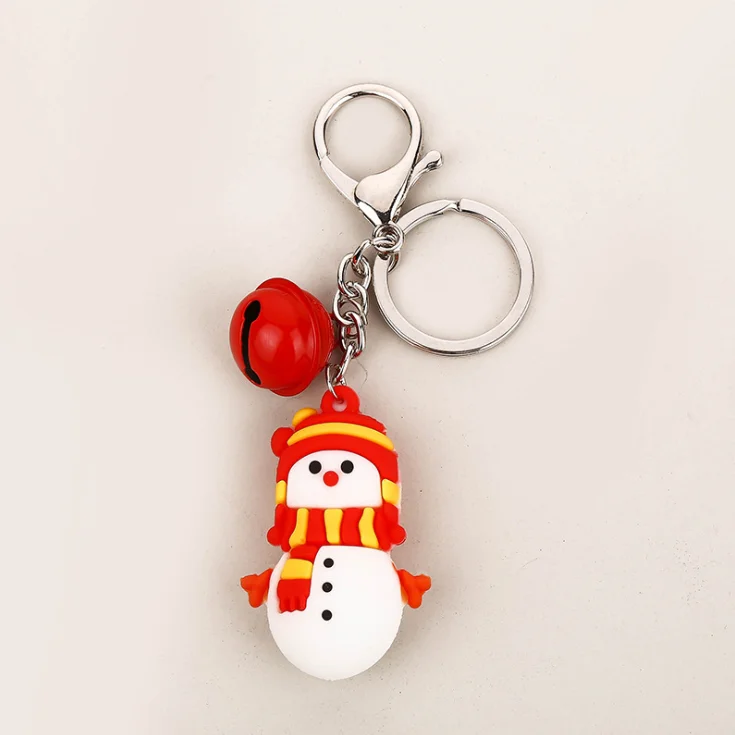 

2020 Christmas Santa Claus Car Key Chains Cute Little Elk Keyrings Bells Snowman Bag Pendant Keychians Charms For Women Men