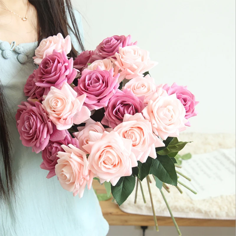 50 см красные розы шелковые искусственные белые цветы бутоны для дома подарок на