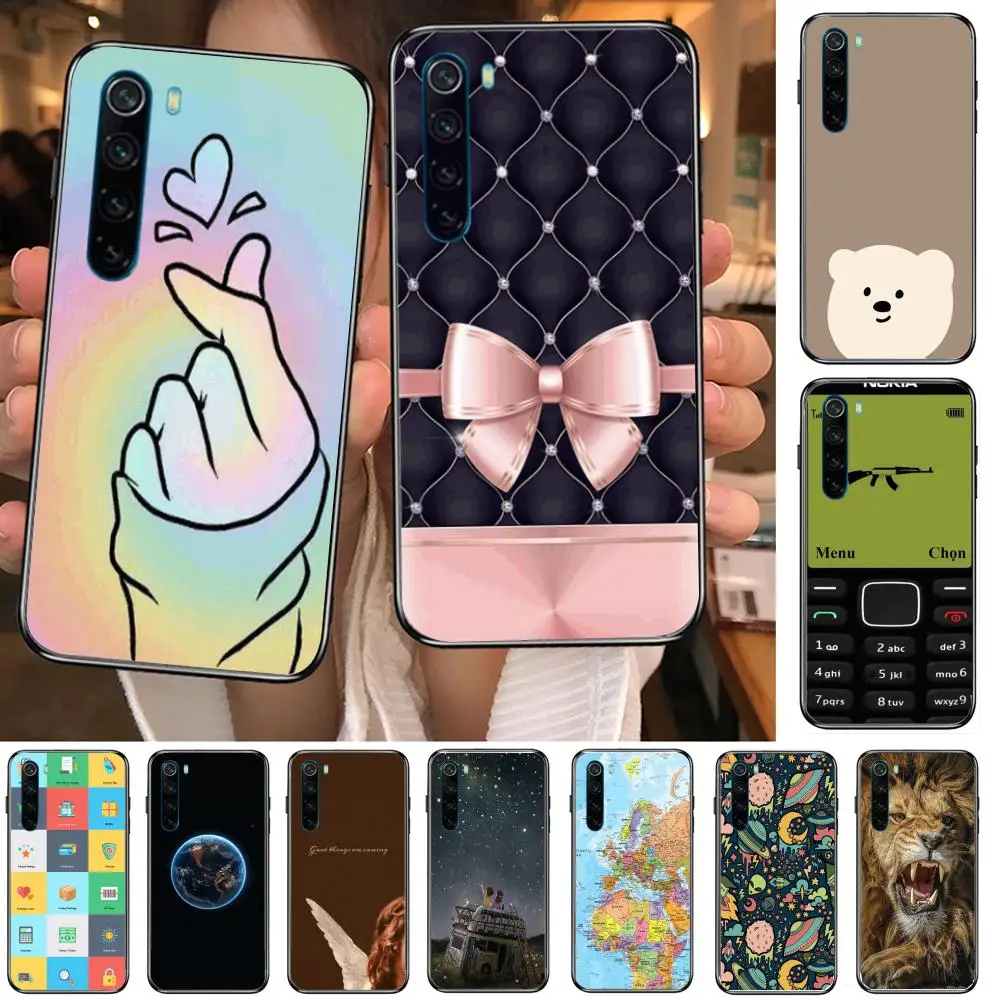 

Cartoon Phone Case For XiaoMi Redmi Note 9S 8 7 6 5 A Pro T Y1 Anime Black Cover Silicone Back Pretty Exquisite