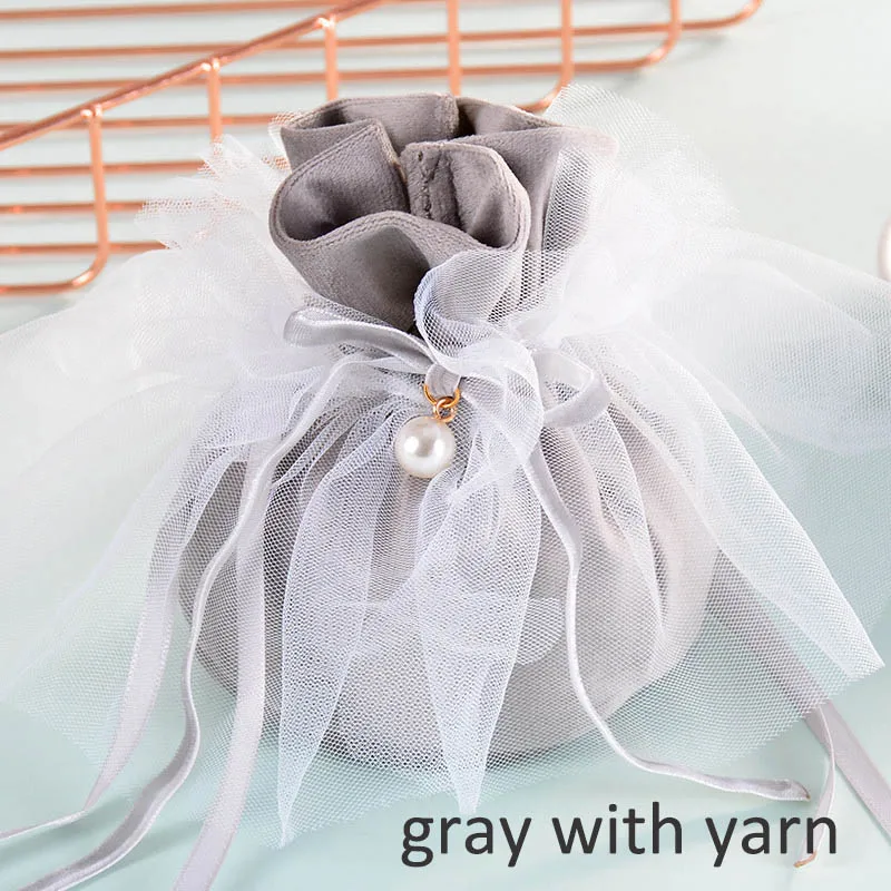 gray with yarn 12*9 см, многофункциональная Подарочная сумка для ювелирных изделий, мешок для сладких конфет, бархатные сумки на шнурке, Аксессуары для детского душа, свадебные сувениры - Цвет: gray with yarn
