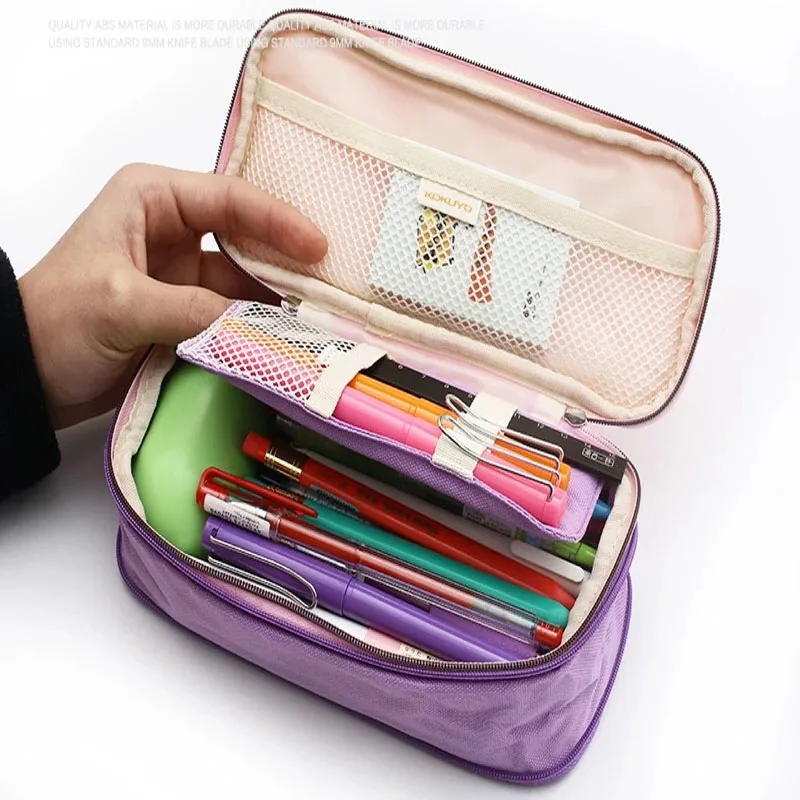 Разноцветный холщовый многофункциональный пенал большой емкости | Канцтовары