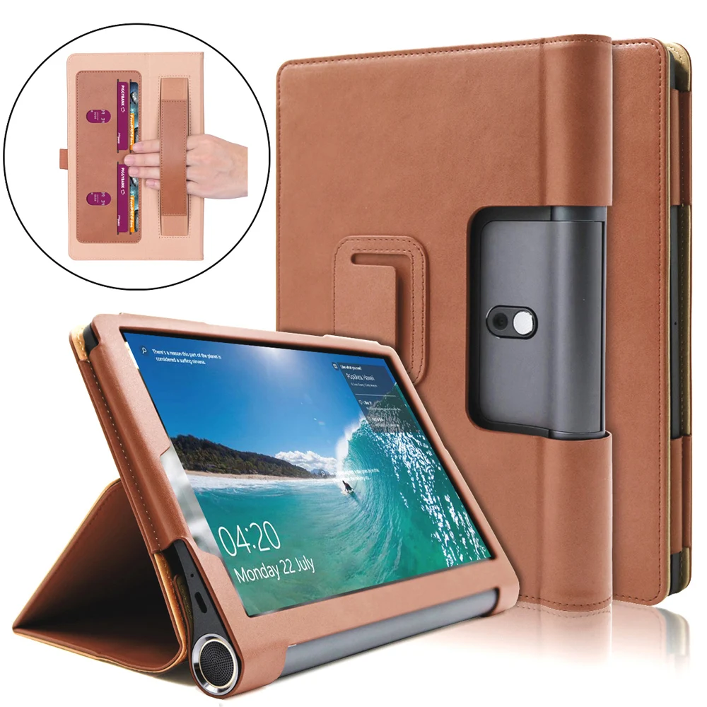 Деловой чехол для lenovo Yoga Tab5 YT-X705F, умный чехол для lenovo Yoga Tab 5 10,", чехол для планшета из искусственной кожи, чехол-подставка - Цвет: Коричневый