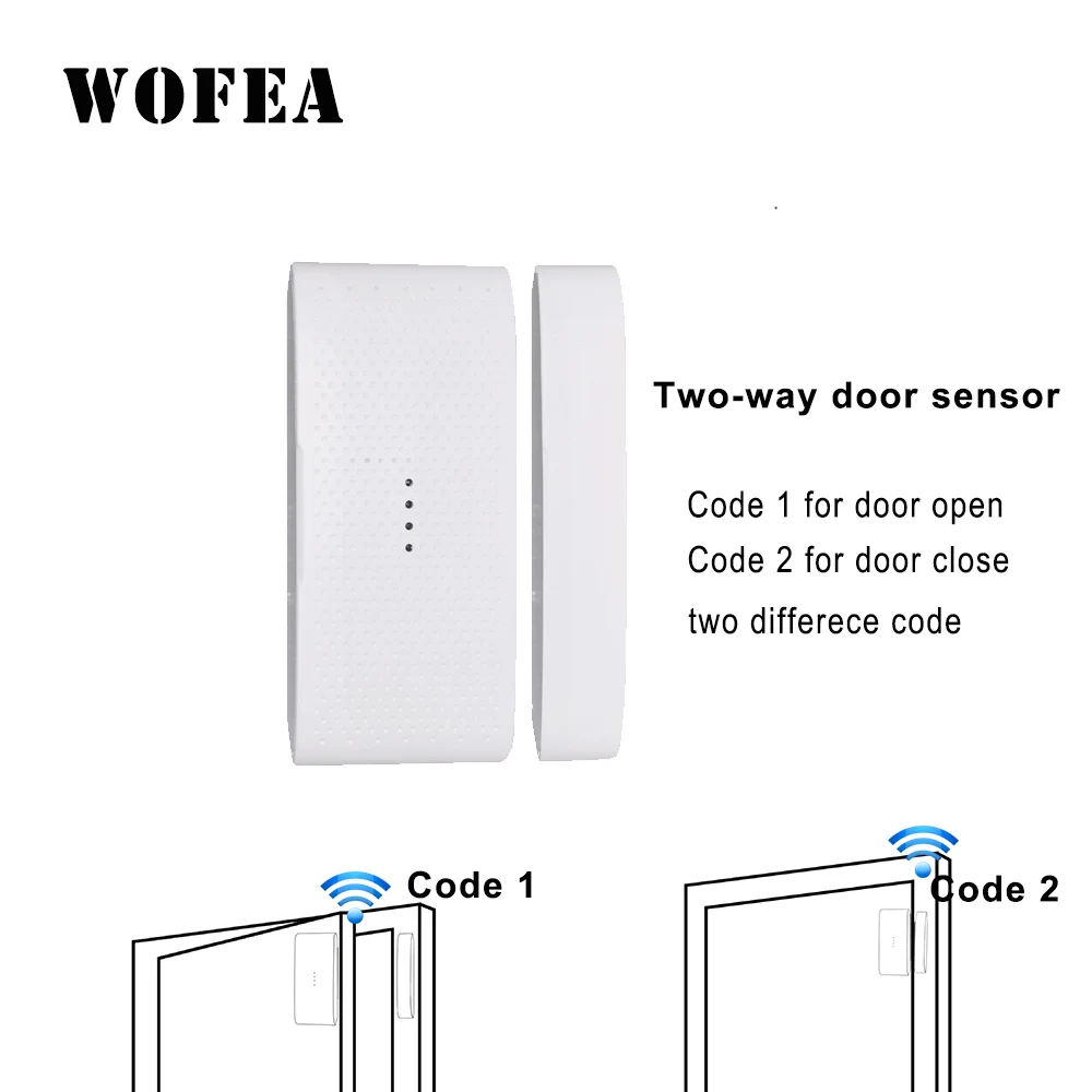 Wireless Two Way Door Window Sensor Two Difference RF Signal Code When Open & Closed Magnetic Detector 433mh 1527 CR2032 Battery
