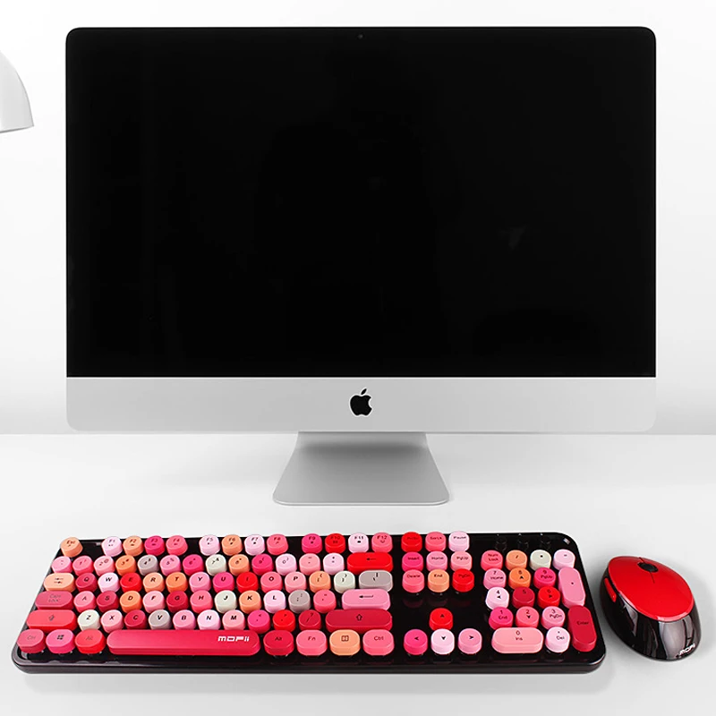 Мультимедийные кнопки женский набор клавиатуры и мыши 2 4G беспроводная