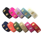 10 ярдов 15 мм золото Фольга тропический кактус печати на голову эластичная повязка для головы с лента для шитья, резинки для волос ремень украшение для рюкзака аксессуары