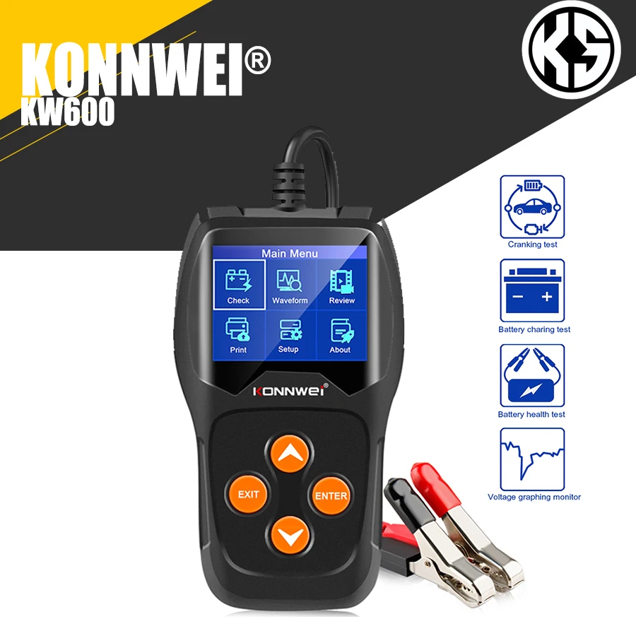 Тестер автомобильного аккумулятора KONNWEI KW600 12 В 100 2000CCA Вольт|Тестер инструменты