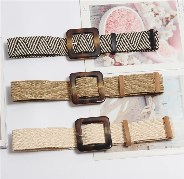 Новый Винтажный вязаный вощеный канат деревянный пояс из бисера Женский гладкий