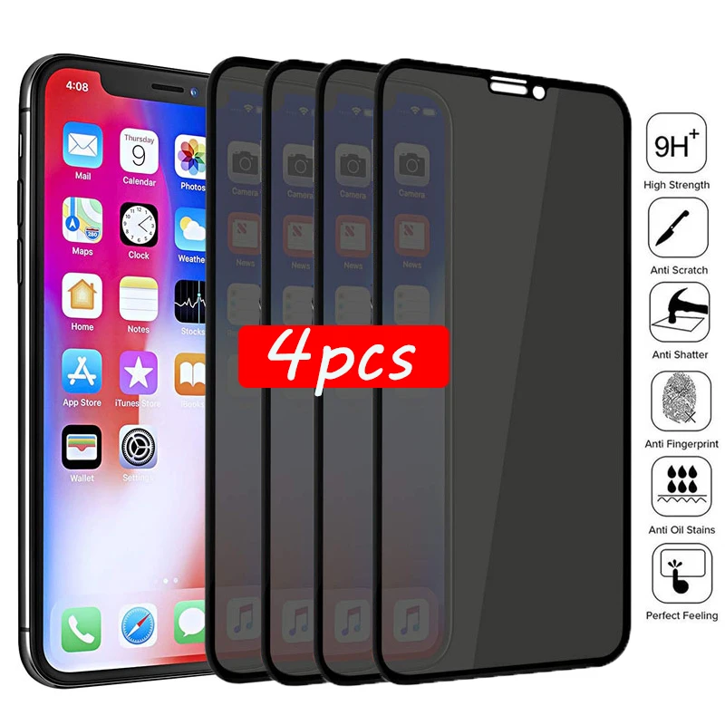 1-4Pcs Privacy Tempered Glass Screen Protector for IPhone 12 Pro Max 13 11 6 6s 7 8 Plus Anti-spy Glass on IPhone XS MAX X XR