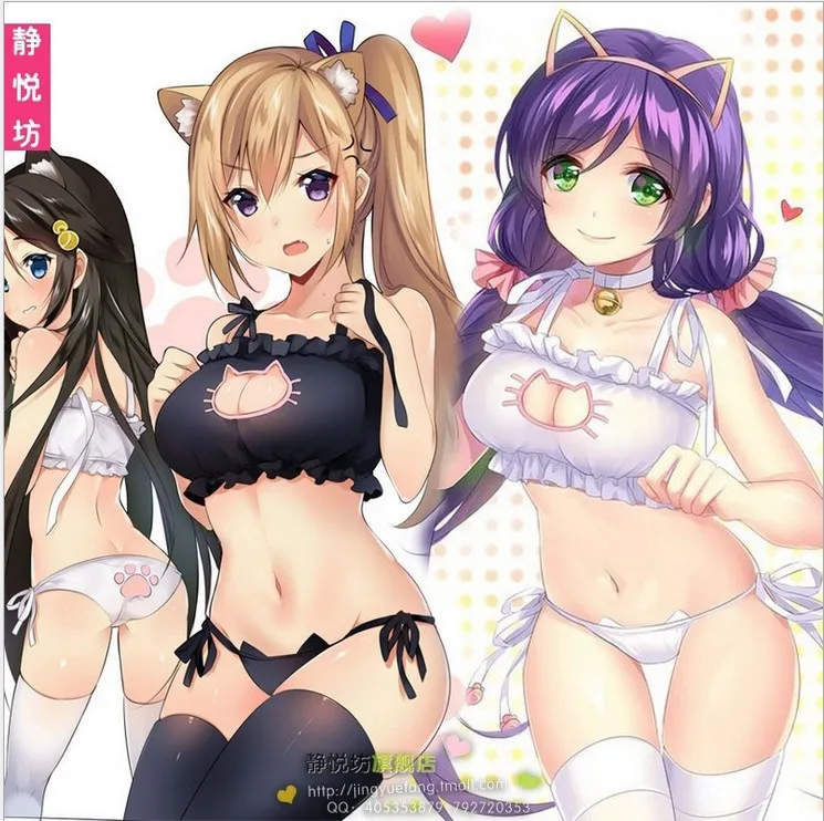 Женское нижнее белье с вышивкой в виде кошечки thoracotomy для косплея аниме |