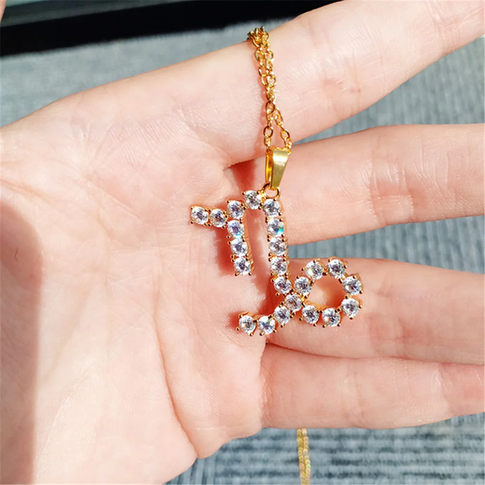 Ожерелье с 12 созвездиями из циркония для женщин и мужчин Овен Лев Водолея