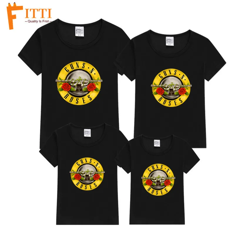 Одинаковые Семейные наряды футболка с принтом пистолета N ROSES для мальчиков и