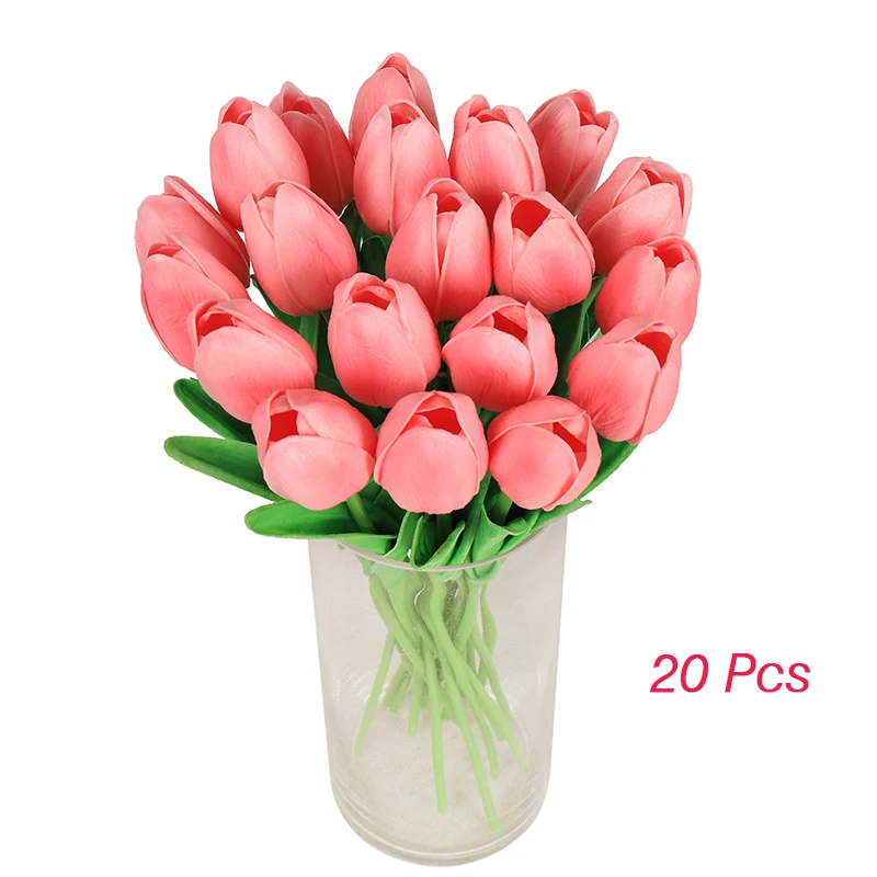 SMTYJX012 28 шт. тюльпан Флорес Искусственные цветы латекс Tulipany красота навсегда Свадебный Роскошный домашний декор осень украшения подарок на день Святого Валентина - Цвет: SMTYJX012