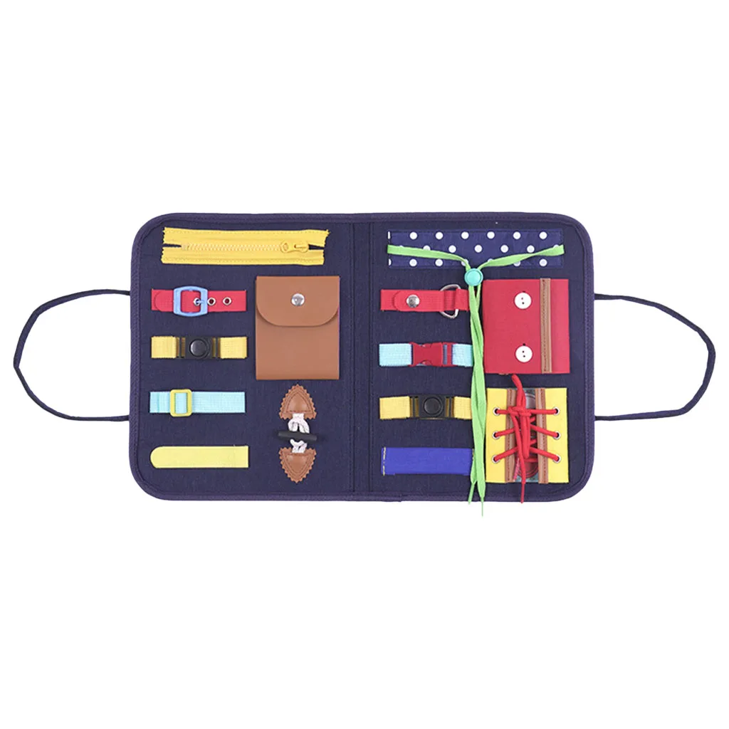 

Baby Portable Busy Board Button Buckle Dressing Life Skills Special Needs Montessori Activity Sensory Board Toys